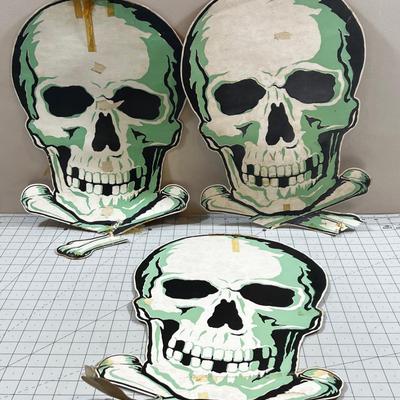 3 Skeleton Heads by Merri-Lei Paper with Tape 