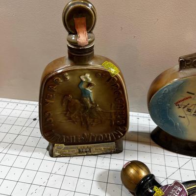 COLLECTIBLE Whiskey Bottles by Jim Beam: Cowboy, Laramie, Antique Trader & Pony Express