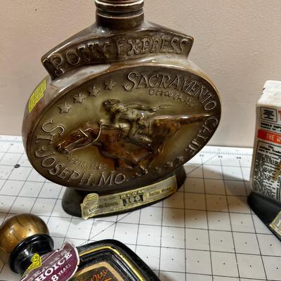 COLLECTIBLE Whiskey Bottles by Jim Beam: Cowboy, Laramie, Antique Trader & Pony Express
