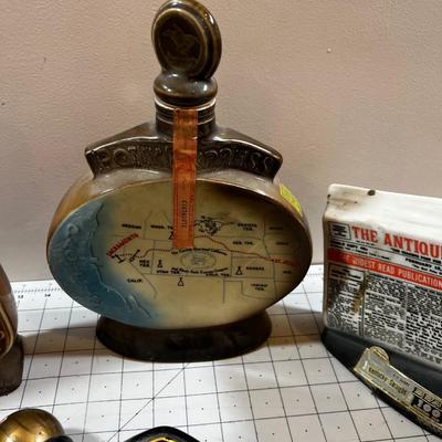 COLLECTIBLE Whiskey Bottles by Jim Beam: Cowboy, Laramie, Antique Trader & Pony Express