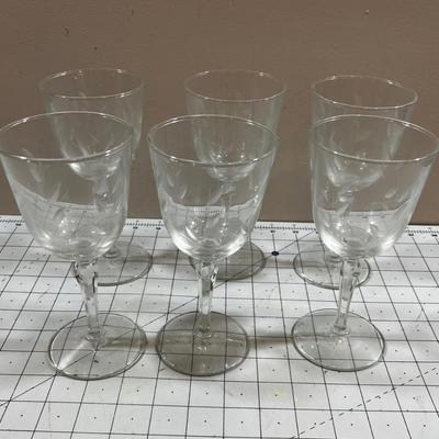 Etched 7" Glass Wine Goblets