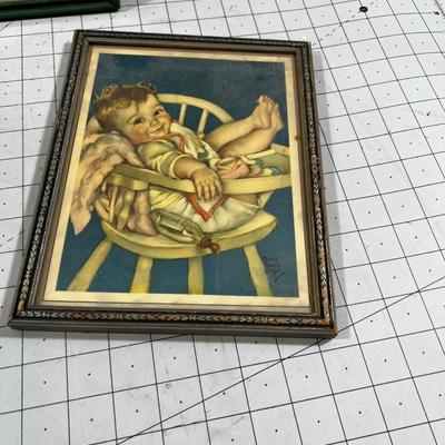 Vintage Framed Children's Prints Under Glass  