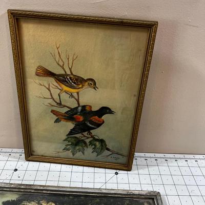 Birds and Night Time Lake PRINTS under Glass 