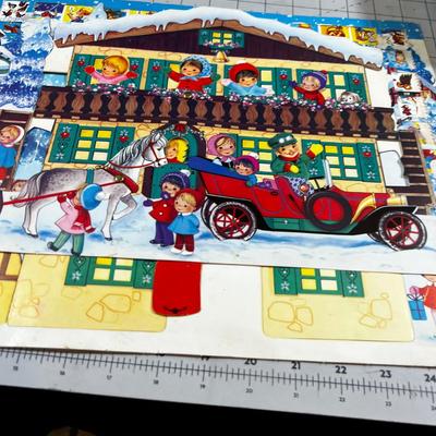 Vintage Christmas: Angels, Red Beads, Pop Up  Old Timey Car with Santa and a Sleigh Etc. 