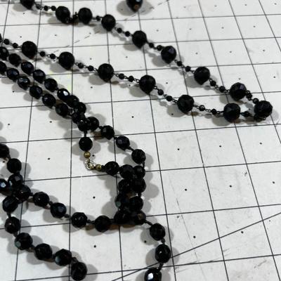 Black Glass Earrings and Necklace Jewels