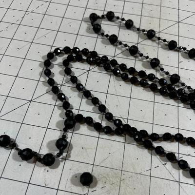 Black Glass Earrings and Necklace Jewels