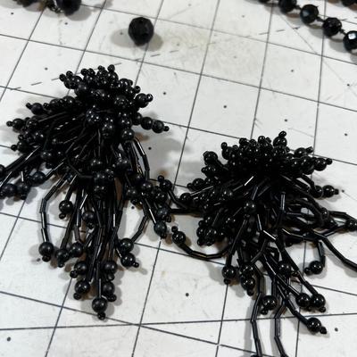 Black Glass Earrings and Necklace Jewels