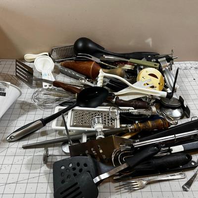 Large Box of Kitchen Utensils 