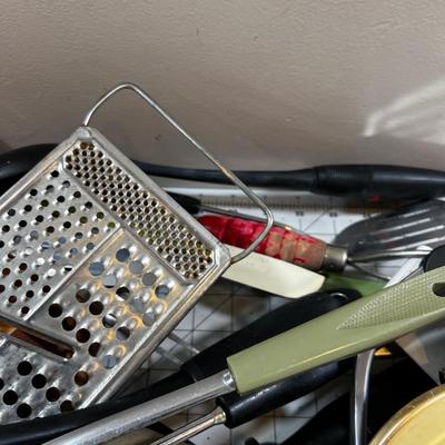 Large Box of Kitchen Utensils 