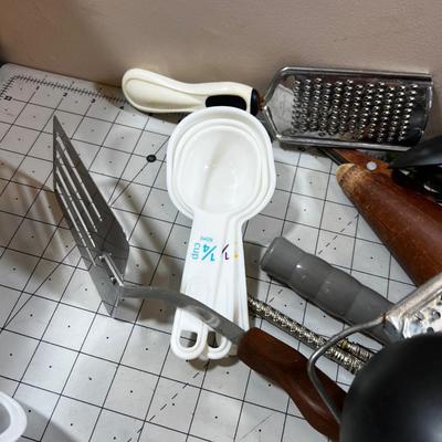 Large Box of Kitchen Utensils 