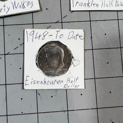 3 half Dollars: 1943 Walking Liberty, 1960 Franklin and 1976 Kennedy