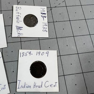 Indian Head Cent, Mercury Dime and Buffalo Nickle (7) Coin total