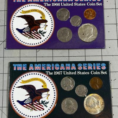 Coin Set from 1967 and 1966 Including (2) 40% Silver Half Dollars