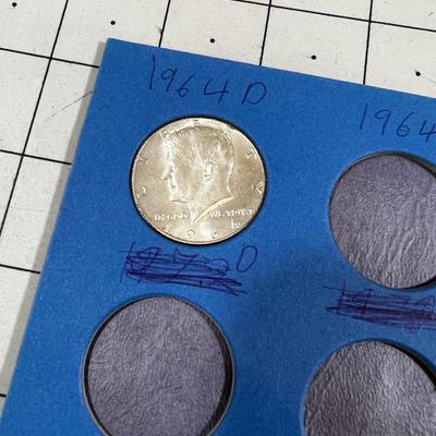 Kennedy Half Dollars 1964 to 1971 Partial Set 