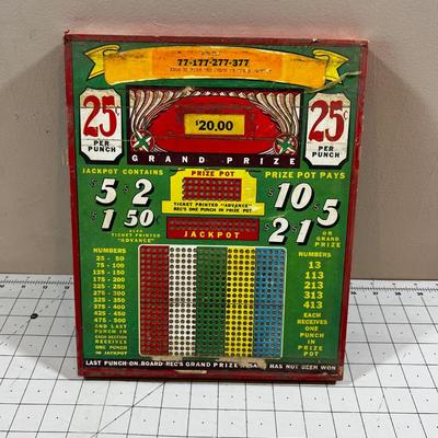 Vintage Punch Board, Not Punched