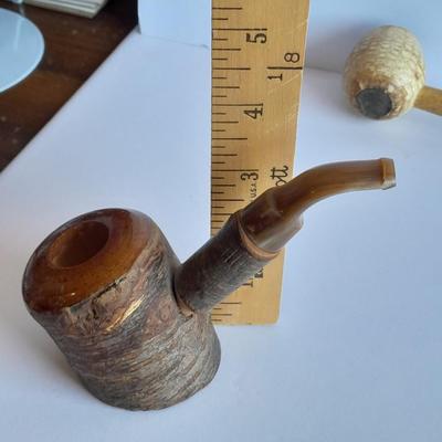 Vintage Corn Cob Tobacco pipe and Wooden Tobacco Pipe