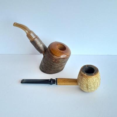 Vintage Corn Cob Tobacco pipe and Wooden Tobacco Pipe