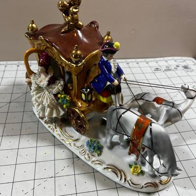 Dresden Horse and Carriage Figurine