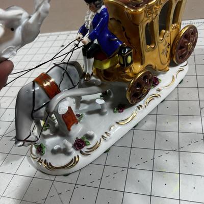 Dresden Horse and Carriage Figurine