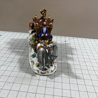 Dresden Horse and Carriage Figurine
