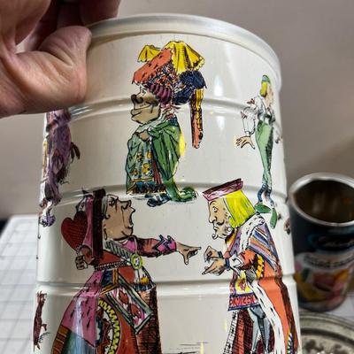 Grouping of Metal Tin Cans, Alice and Sunny Jim AWESOME!