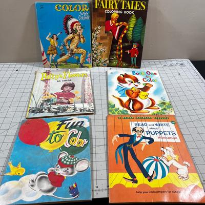 1960's Coloring Book, A few Pages Colored in each. 