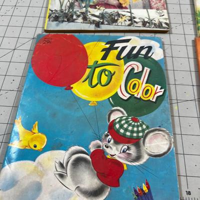 1960's Coloring Book, A few Pages Colored in each. 