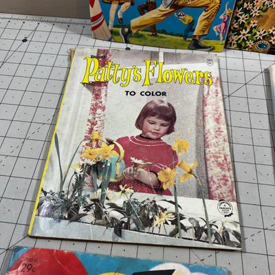 1960's Coloring Book, A few Pages Colored in each. 