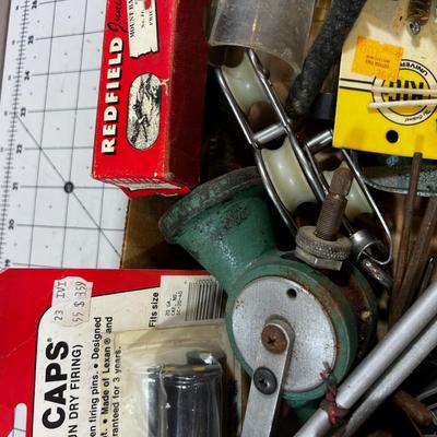 Tray Full of Gun Reloading & Cleaning Items 