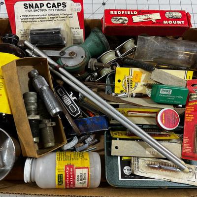 Tray Full of Gun Reloading & Cleaning Items 