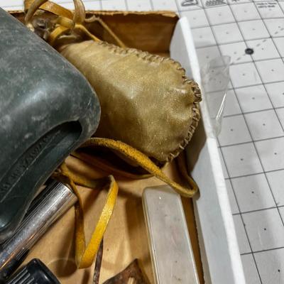 Miscellaneous Gear: Power Horn, Canteen, Bait Box