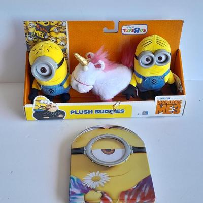 Minions! New Minions plush buddies and the Minions Movie on DVD in a collectible tin and keychain