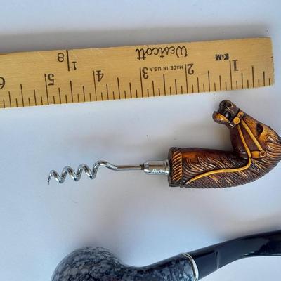 Jobey Tobacco pipe and Grey marble colored Tobacco pipe with horse head wine screw
