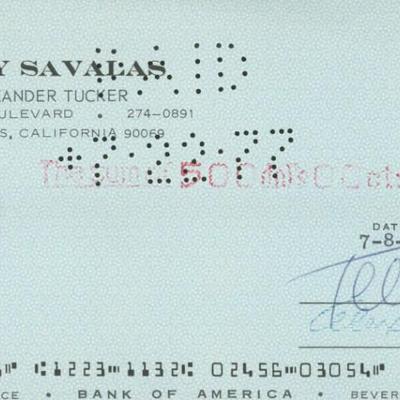 Telly Savalas Kojak signed check