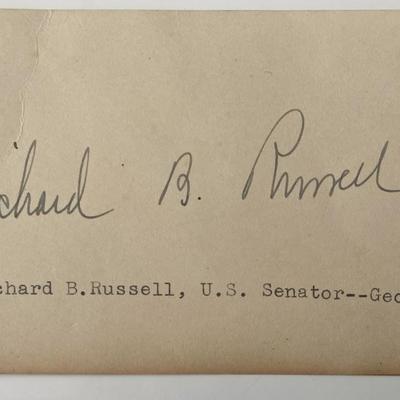 US Senator of Georgia Richard B. Russell signed autograph card