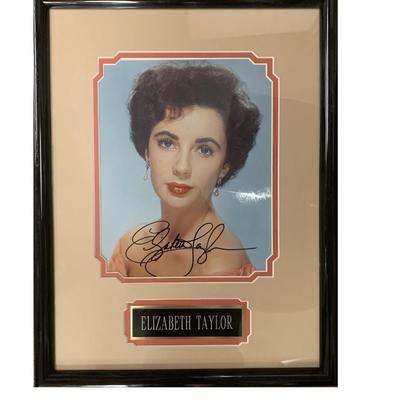 Elizabeth Taylor signed photo framed