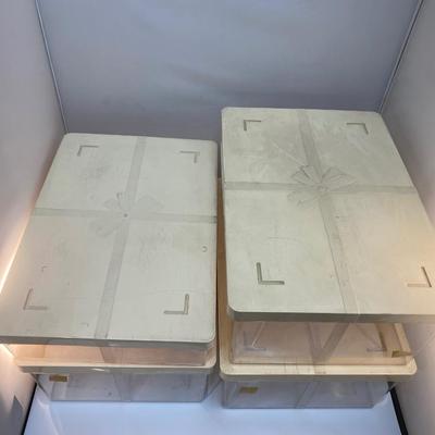 Lot of Four Vintage Plastic Storage Organizer Boxes with Lids
