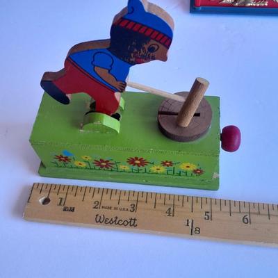 Uncle Sam coin bank and wooden coin bank with movement