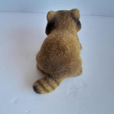 Flocked Rabbit coin bank with small Josee Originals flocked Raccoon.