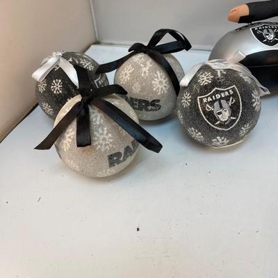 Mixed Lot of Silver & Black Los Angeles Oakland Las Vegas Raiders NFL Christmas Holiday Decor