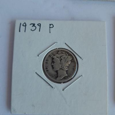 Five Liberty Dimes two 1936 P, a 1938P and two 1939 P,