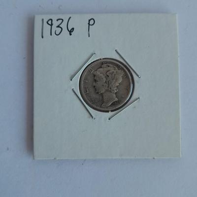 Five Liberty Dimes two 1936 P, a 1938P and two 1939 P,