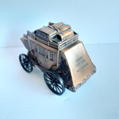 Diecast Stagecoach Coin Piggy bank Farmer's State Bank, Brush Colorado