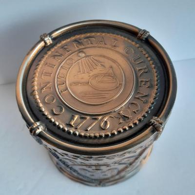 Diecast Bicentennial Continental Curency Drum Coin Piggy bank Farmers state bank Brush, Colorado