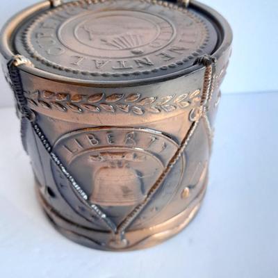 Diecast Bicentennial Continental Curency Drum Coin Piggy bank Farmers state bank Brush, Colorado