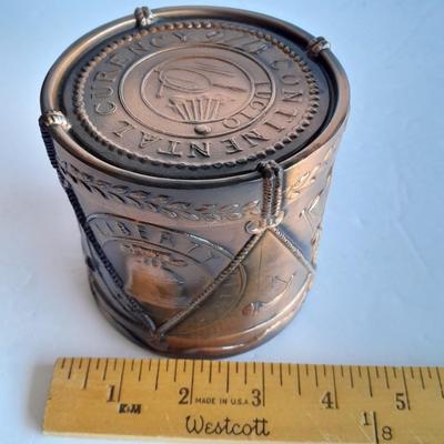 Diecast Bicentennial Continental Curency Drum Coin Piggy bank Farmers state bank Brush, Colorado