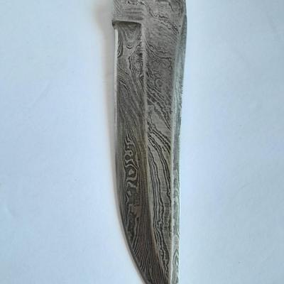 Custom Made Damascus Steel Knife with multi-colored inlayed wooden handle. Beautiful Knife!