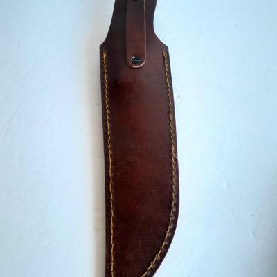 Custom Made Damascus Steel Knife with multi-colored inlayed wooden handle. Beautiful Knife!