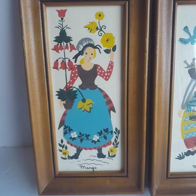 Four framed Margo Alexander of California Sophisticated Provincials early screen prints