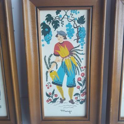 Four framed Margo Alexander of California Sophisticated Provincials early screen prints
